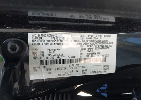 2013 Ford Focus Se from USA, damaged, VIN 1FADP3F2XDL368493
